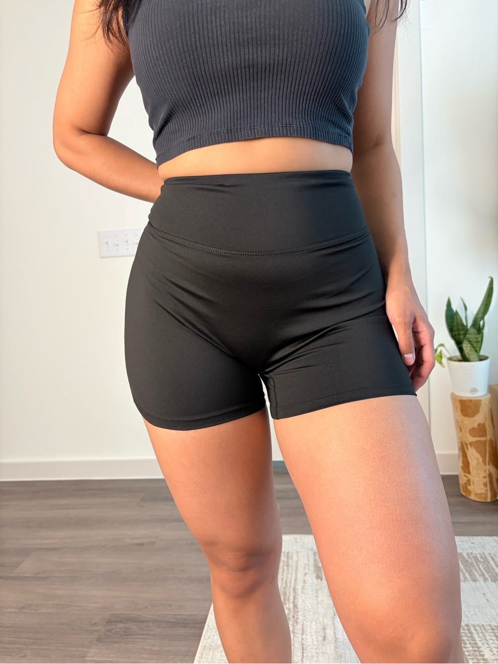 High-Rise Black Women's Bike Shorts